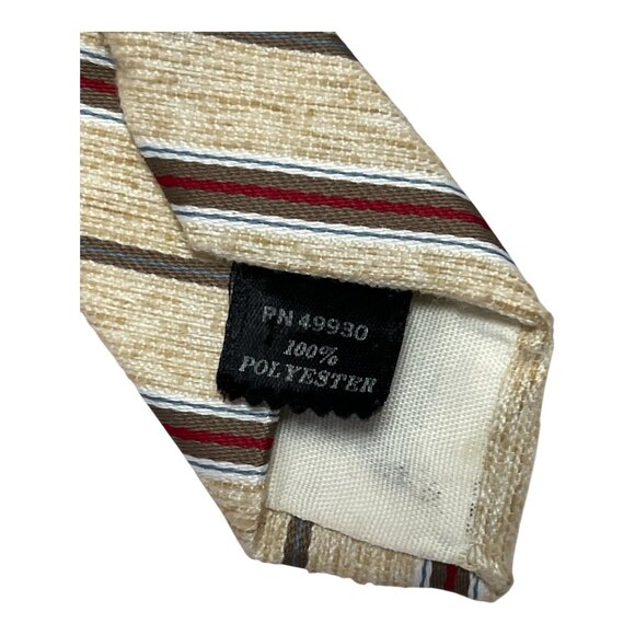 Vintage House of Arden Striped Necktie – Beige, Brown & Red - Picture 2 of 4